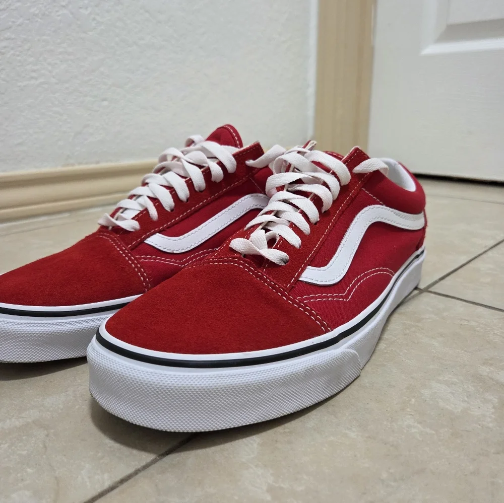 Vans Old Skool Racing Red Low Top Skate Shoe - Picture 2 of 8